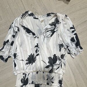 Floral Black and White Women's Top